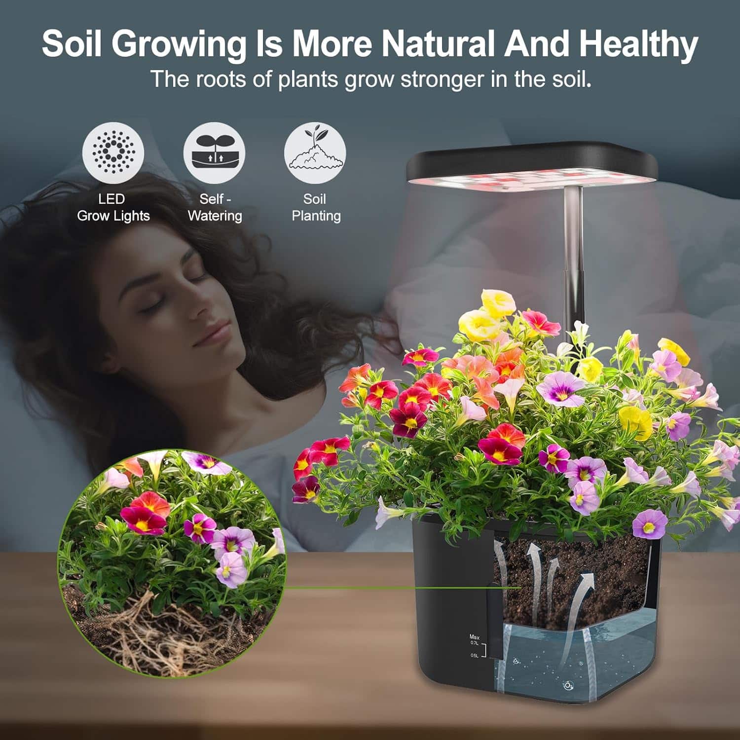 Indoor Garden Growing Systems Self-Watering Plant Pot - Image 2