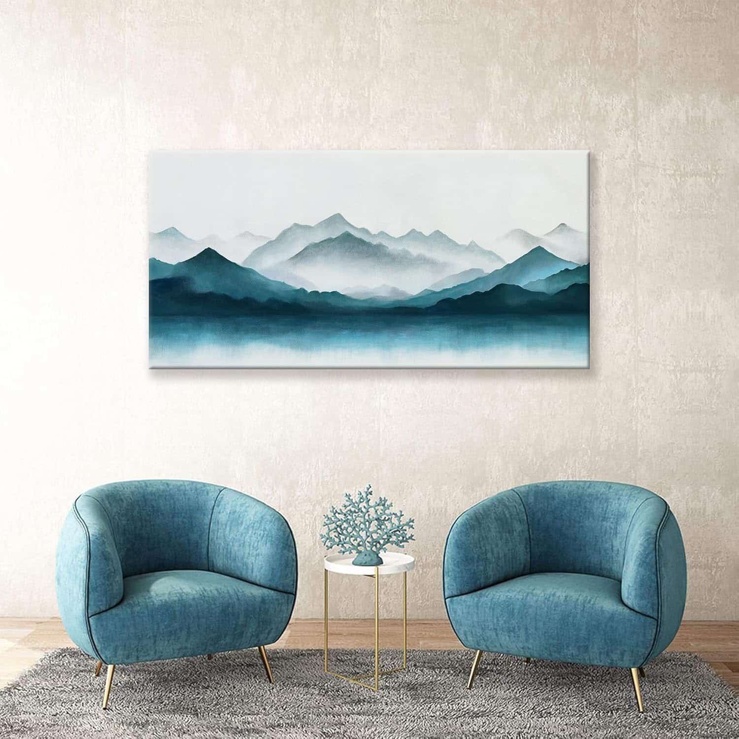 Abstract Wall Art Dark Wall Art Painting Canvas, 24" × 48" Ready To Hang - Image 2